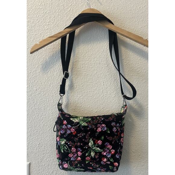 Vera Bradley Purse Crossbody Hipster Winter Berry Adjustable Pocket Black Purple - Picture 6 of 13